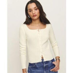Reformation Aura Cotton Cardigan, Size Medium